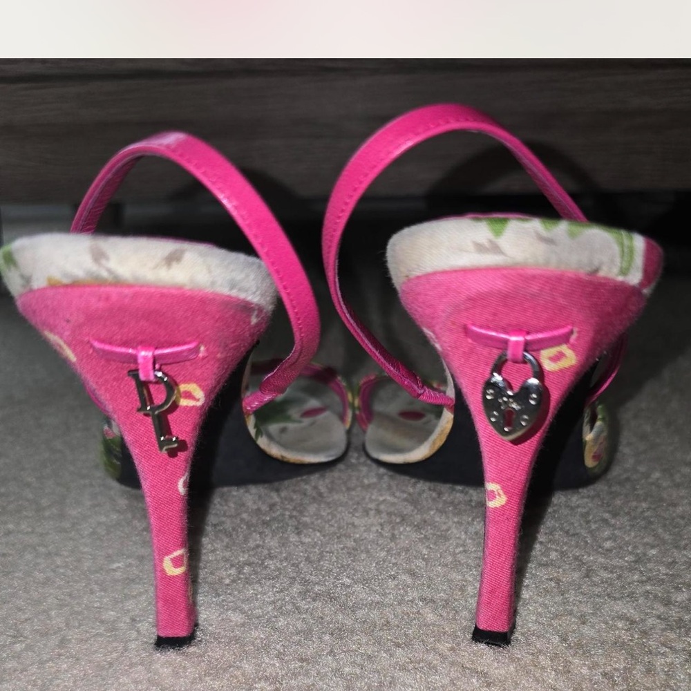 Dior Pink and Cream Heeled Sandals - Picture 4 of 8